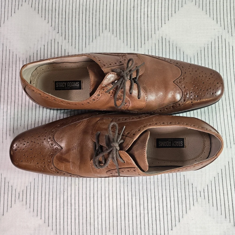 Stacy Adams Men's Size 13M Leather Wingtip Dress Shoes Brown 24738-221